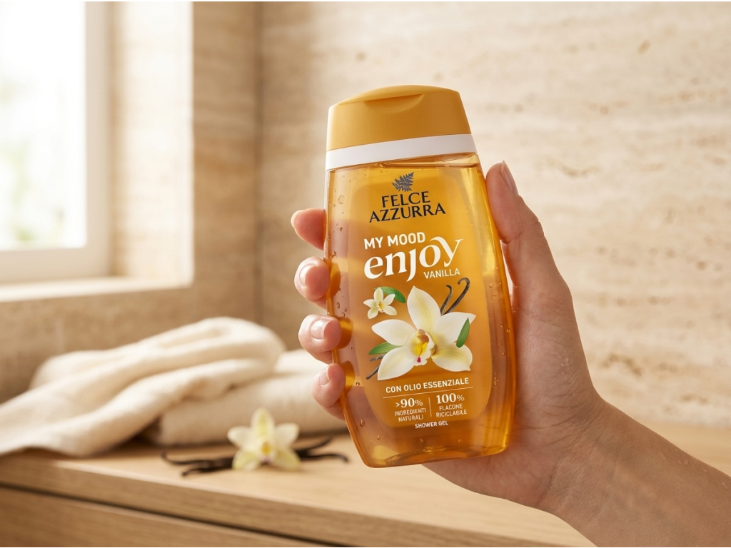 Felce Azzurra My Mood Enjoy Vanilla sprchový gel 250 ml - praktické balení do ruky