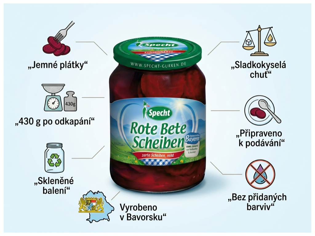Specht červená řepa 670 g – přehled výhod