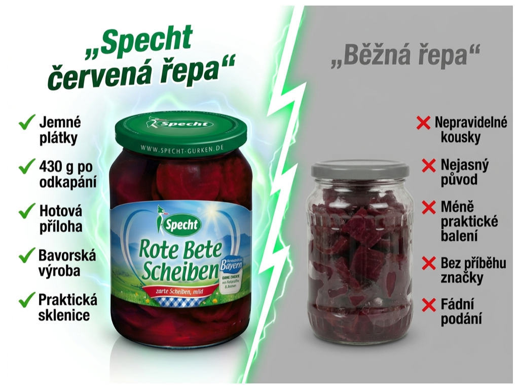 Srovnání Specht červené řepy s běžnou nakládanou řepou