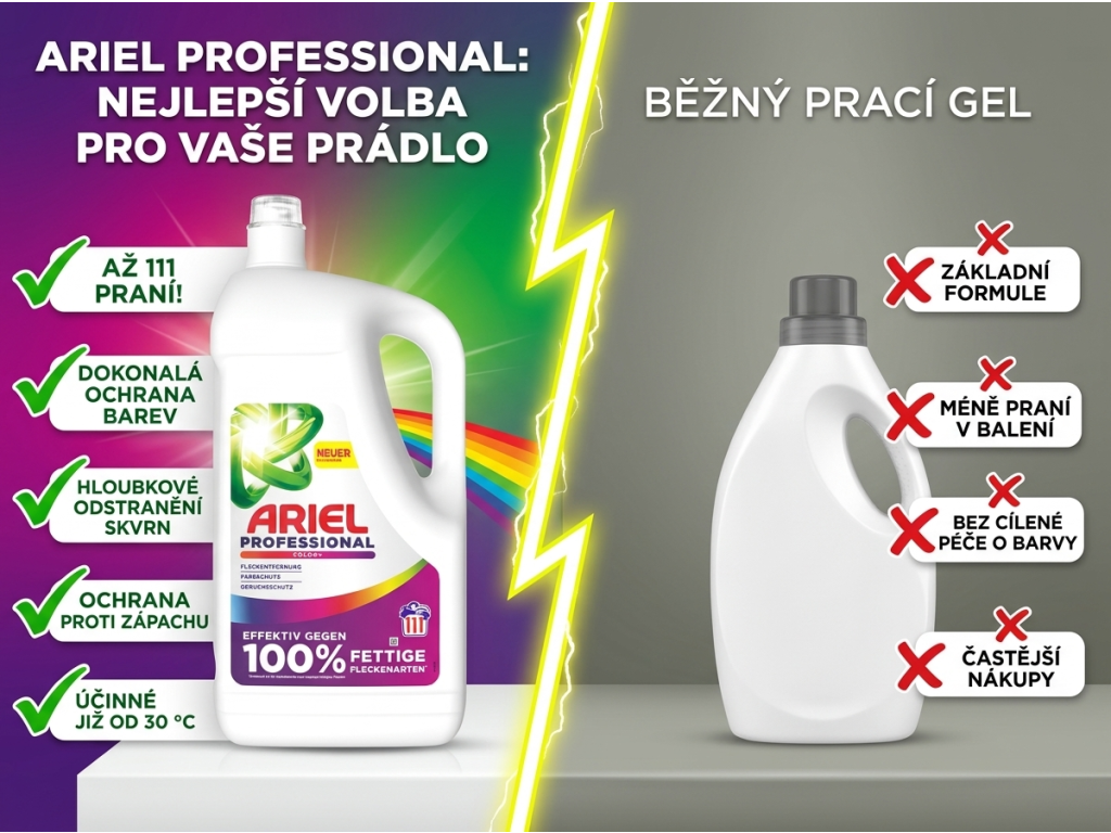 Ariel Professional prací gel Color+ 111 praní 4,995 l - srovnání