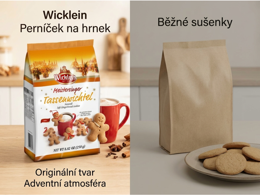 Wicklein perníkové postavičky na hrnek bez polevy 250 g - srovnání s běžnými sušenkami