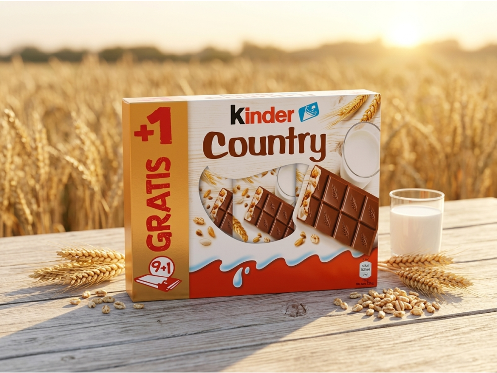 Kinder Country 9+1 v prostředí obilného pole