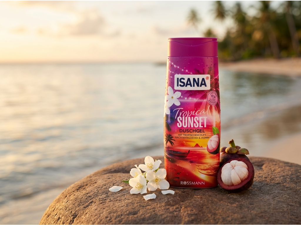 Isana Tropical Sunset sprchový gel v tropickém prostředí