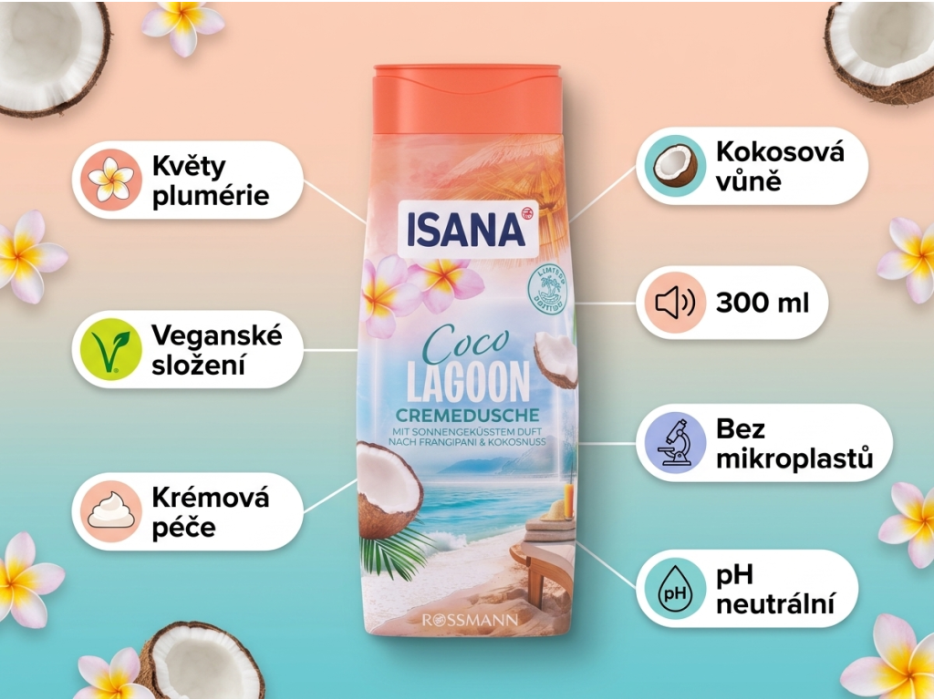 Isana Coco Lagoon - hlavní vlastnosti krémového sprchového gelu