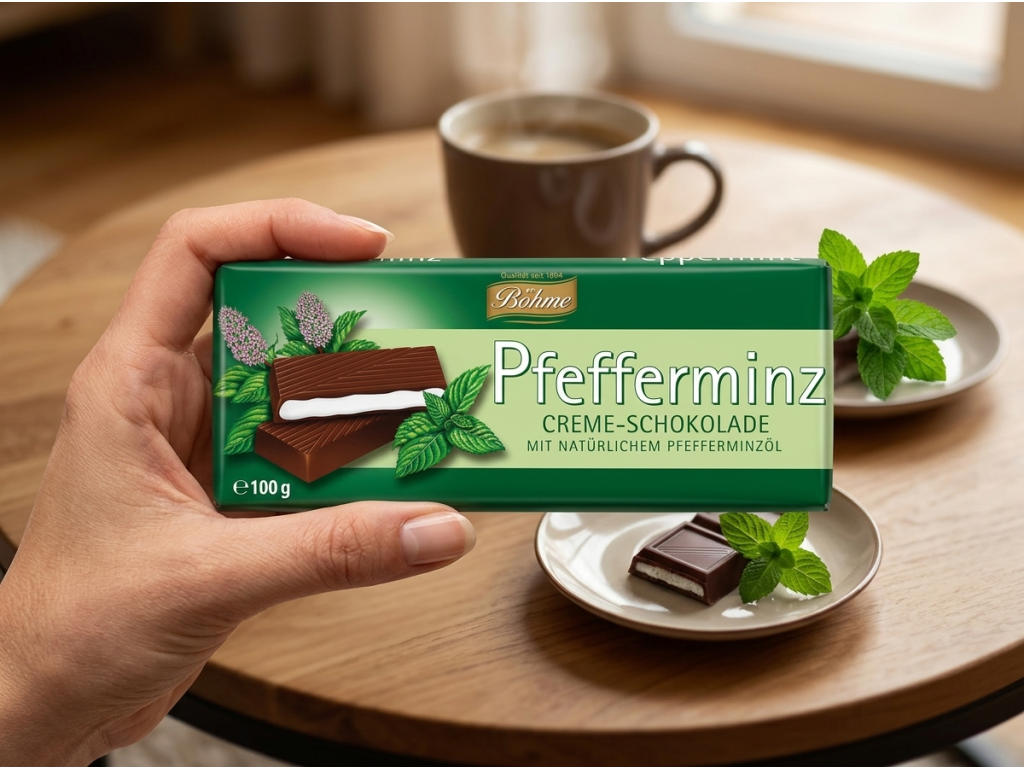 Böhme mátová čokoláda 100 g v ruce