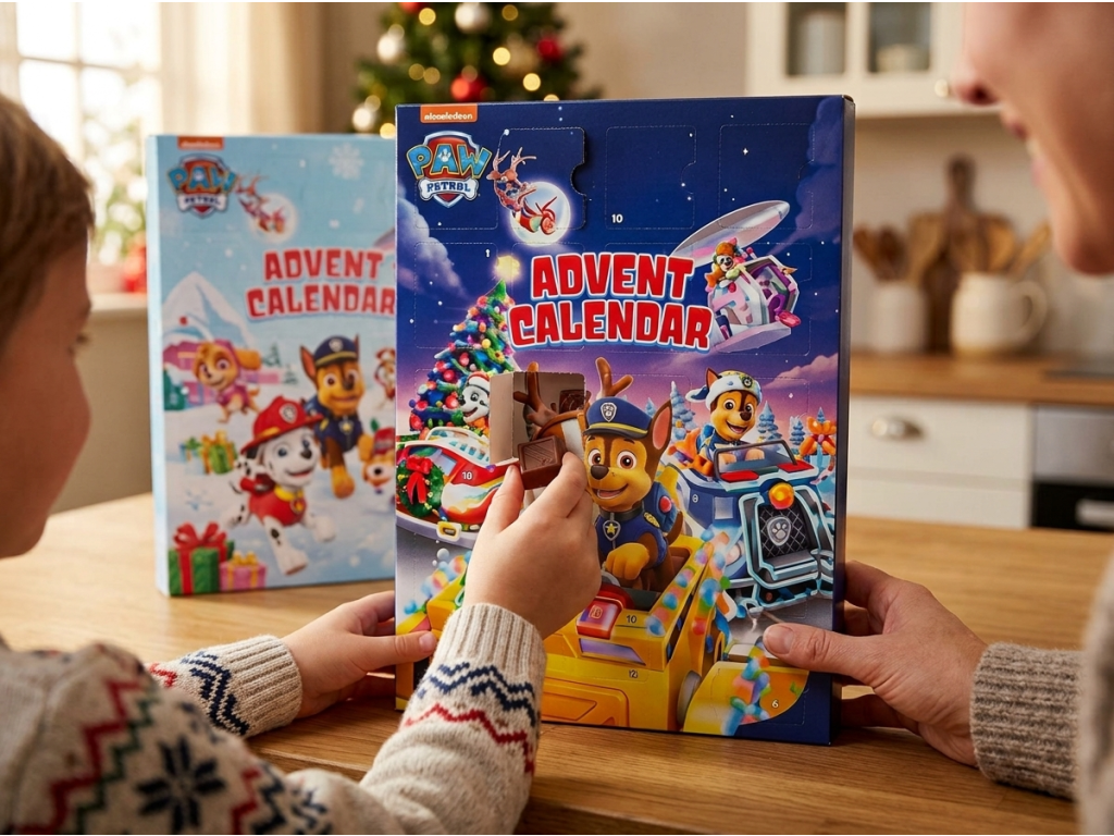 Paw Patrol adventní kalendář s mléčnou čokoládou 50 g – otevírání okénka