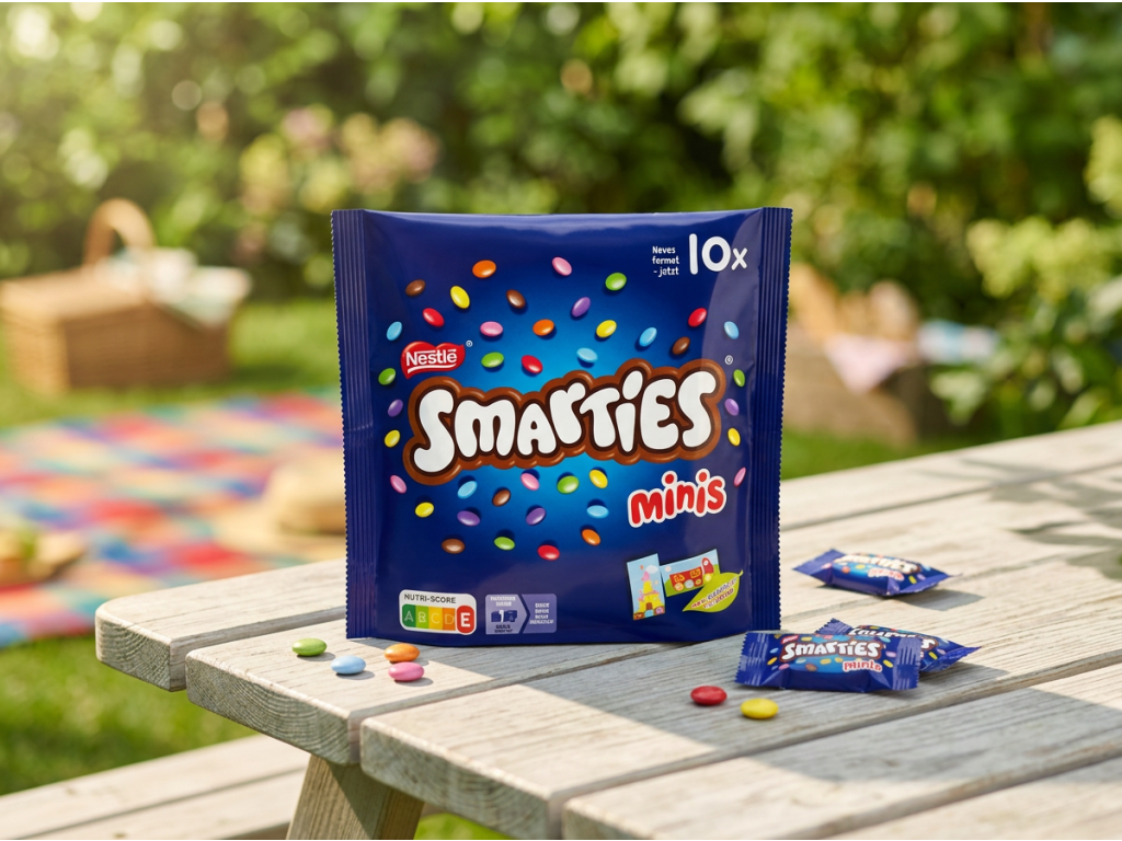 Smarties Mini čokoládové dražé v příjemném venkovním prostředí