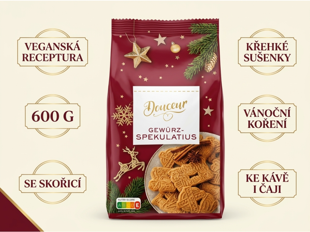 Douceur kořeněné Spekulatius sušenky 600 g - hlavní vlastnosti