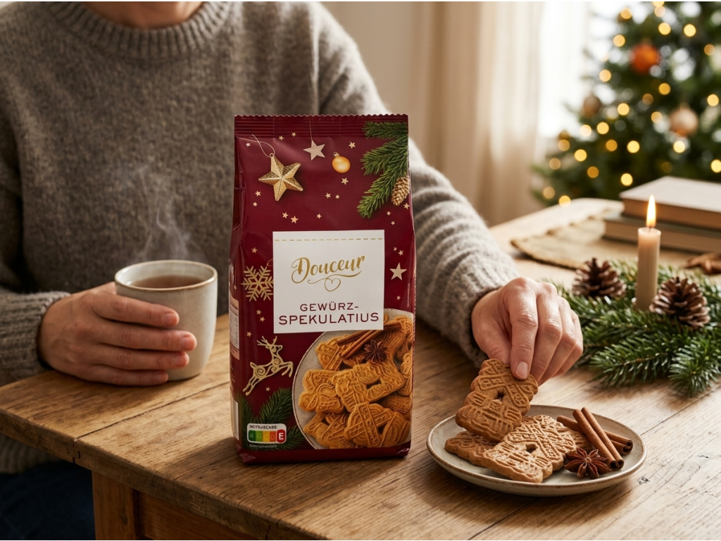 Douceur kořeněné Spekulatius sušenky 600 g při adventním servírování