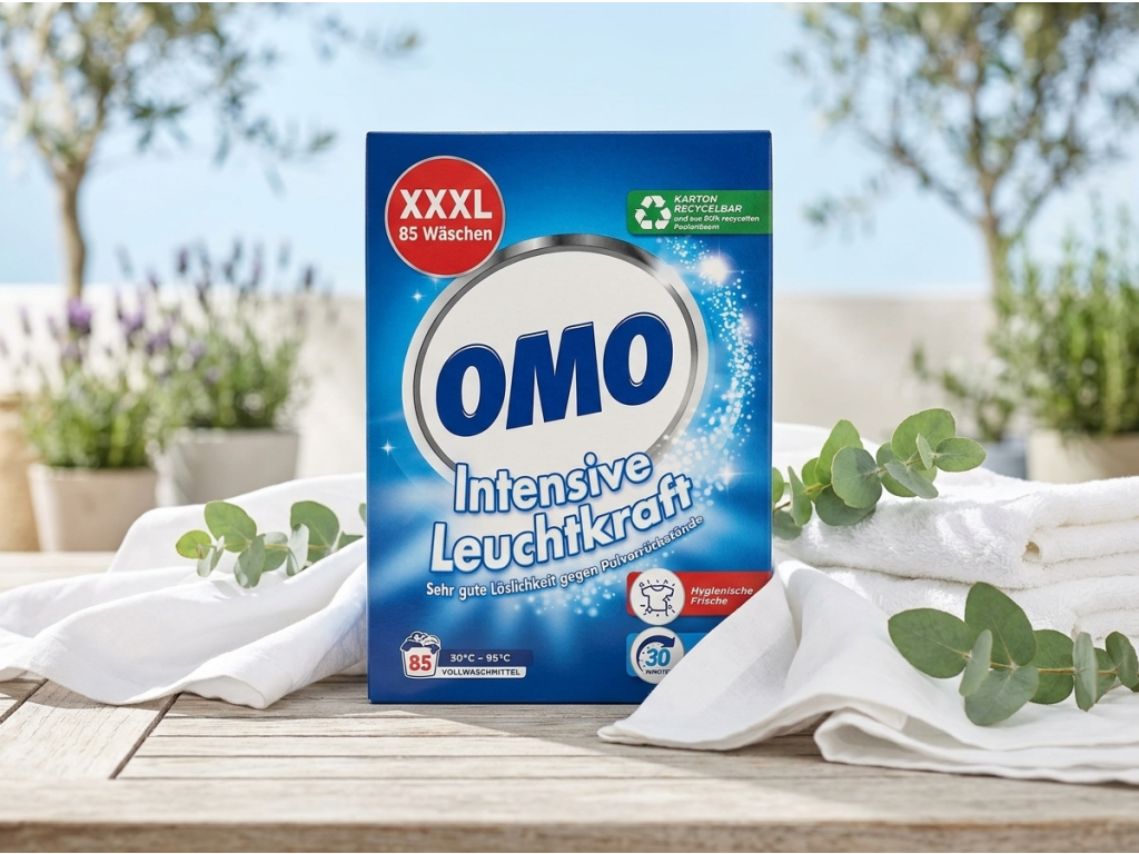 OMO Intensive Leuchtkraft prací prášek v přírodním prostředí