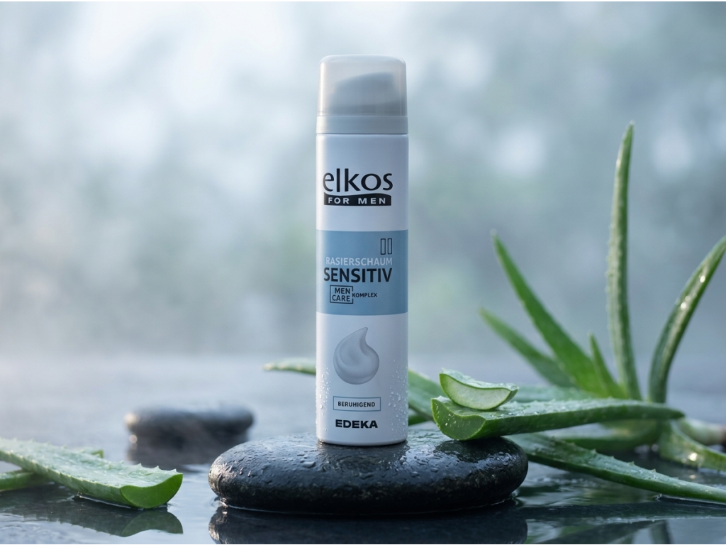 Elkos pěna na holení s aloe vera v čistém prostředí