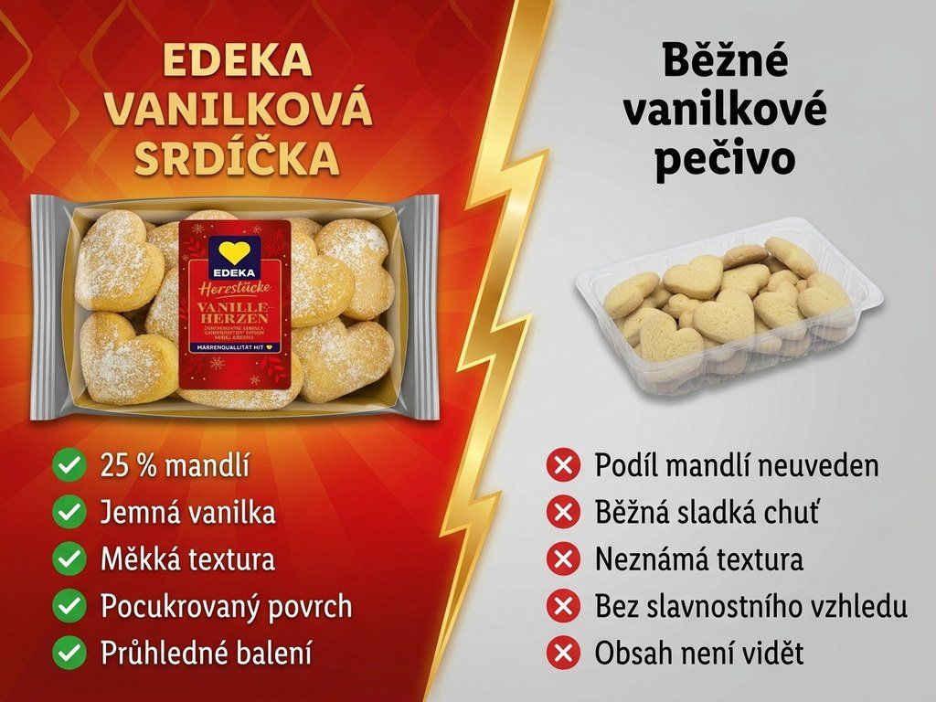 Srovnání vanilkového pečiva Edeka s běžným pečivem