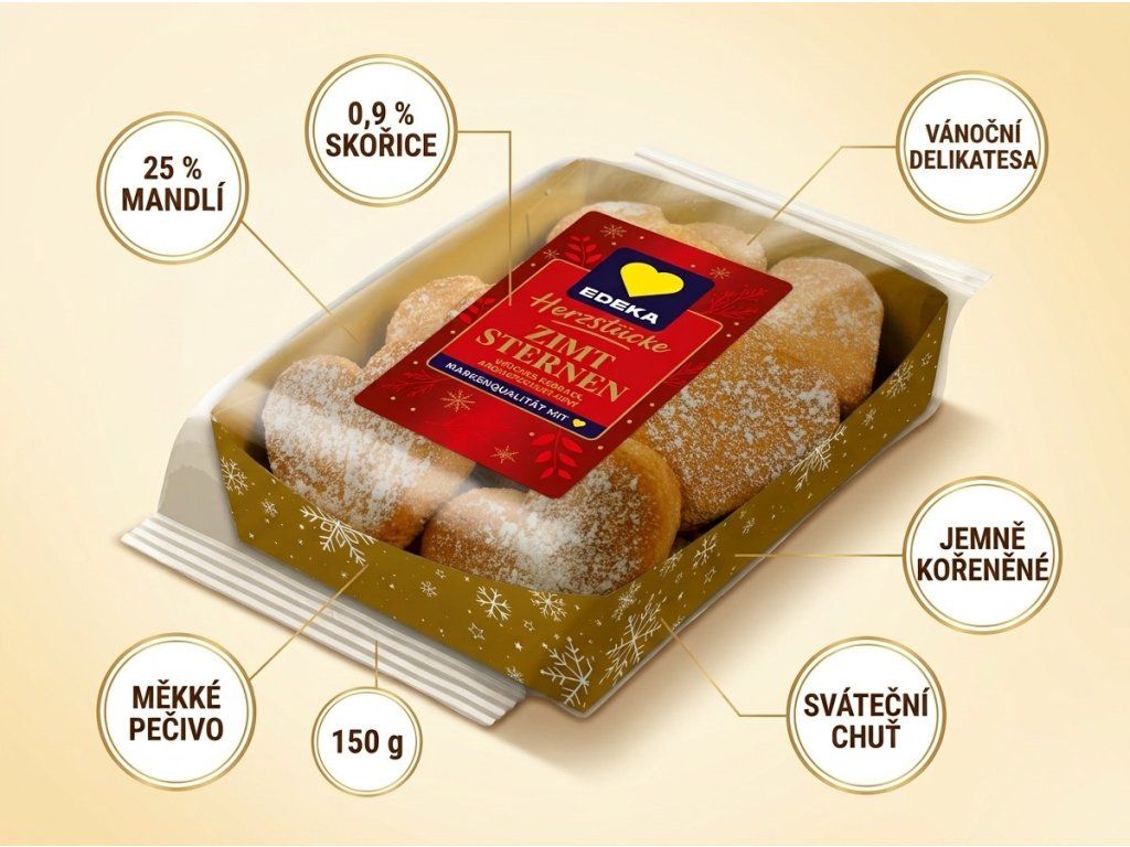 Edeka Herzstücke skořicové pečivo - hlavní vlastnosti