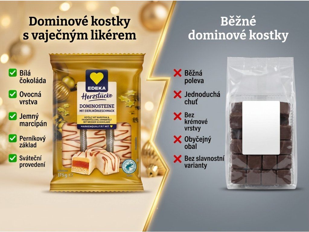 Edeka Herzstücke dominové kostky s vaječným likérem - srovnání