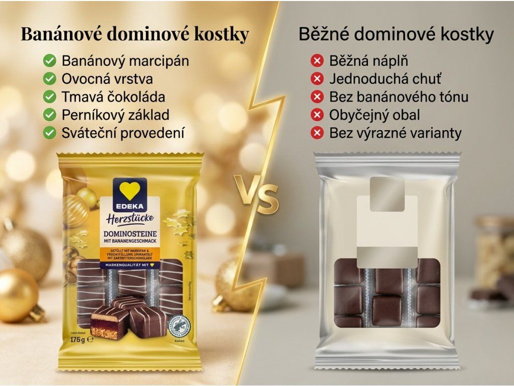 Edeka Herzstücke banánové dominové kostky - srovnání