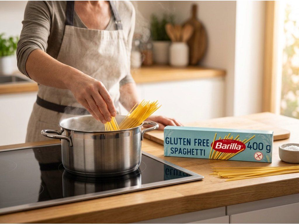 Příprava bezlepkových špaget Barilla v kuchyni