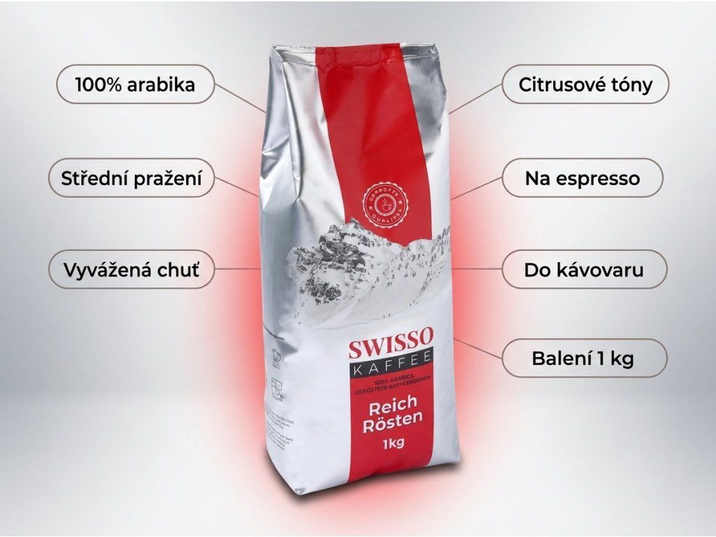 Swisso zrnková káva - hlavní vlastnosti