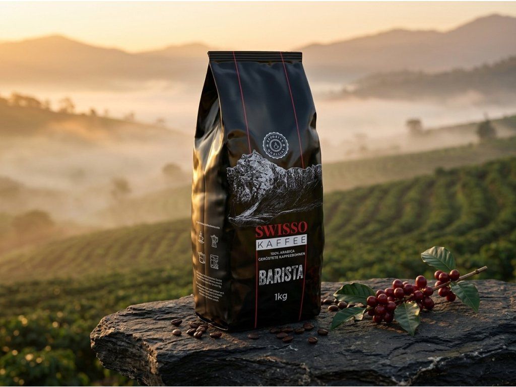 Swisso Barista v prostředí kávových zrn