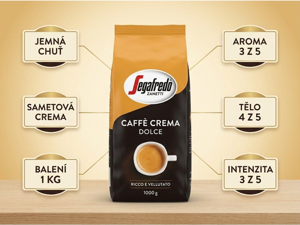 Segafredo Caffè Crema Dolce - hlavní vlastnosti