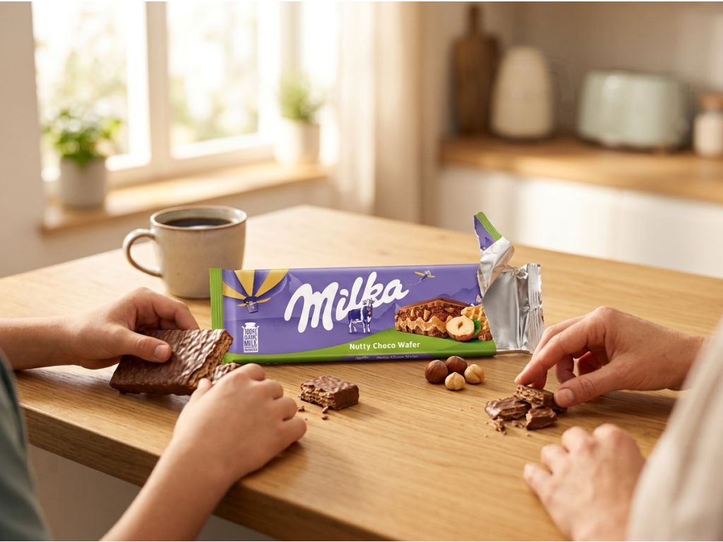 Milka mléčná čokoláda s oplatkou a lískovými oříšky 270 g - společné mlsání