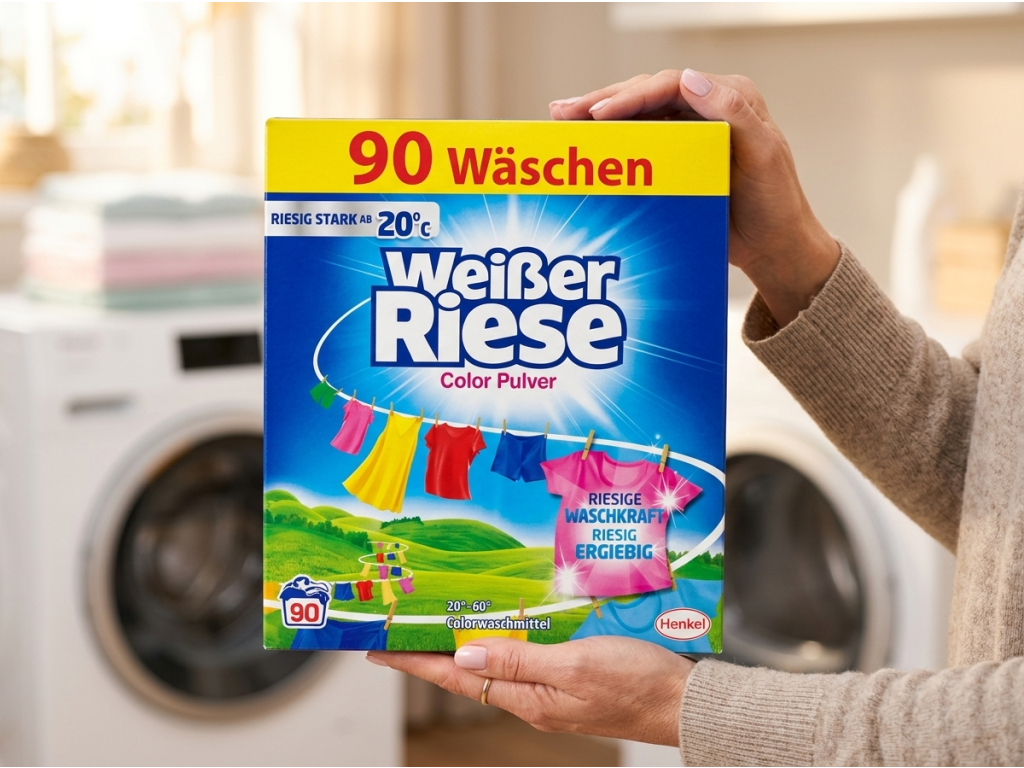 Weisser Riese Color prací prášek v ruce