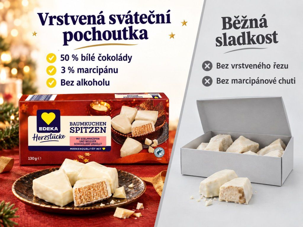 Srovnání vrstvených špiček s běžnou sladkostí
