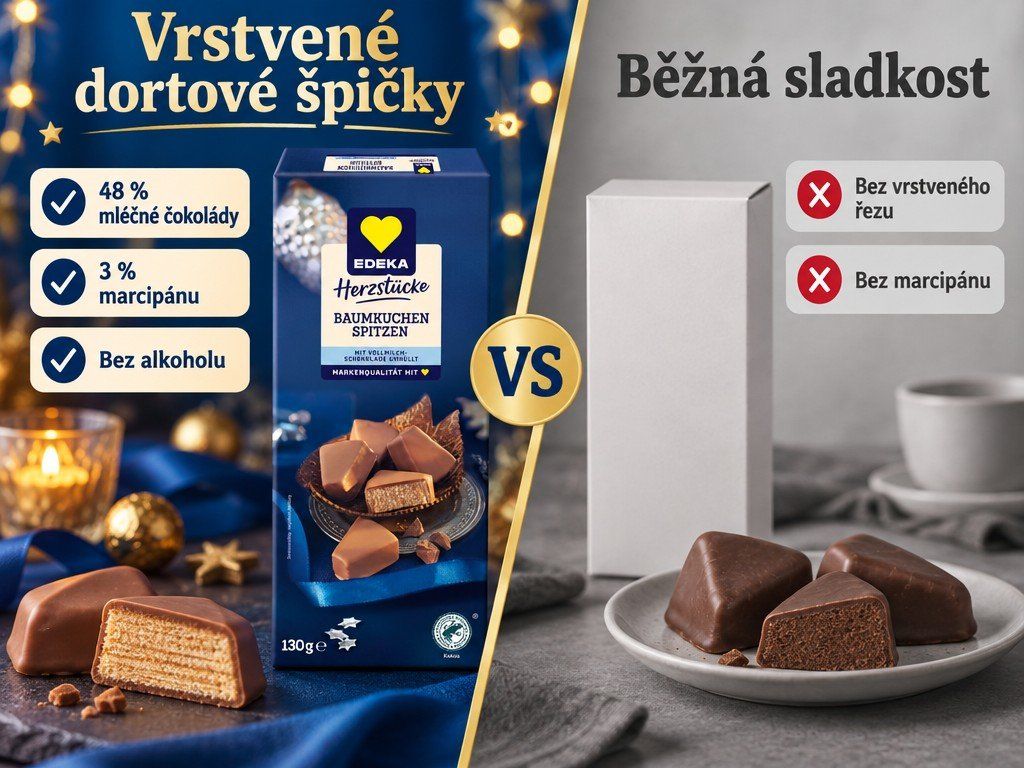 Edeka Herzstücke vrstvené dortové špičky v mléčné čokoládě s marcipánem 130 g – comparison
