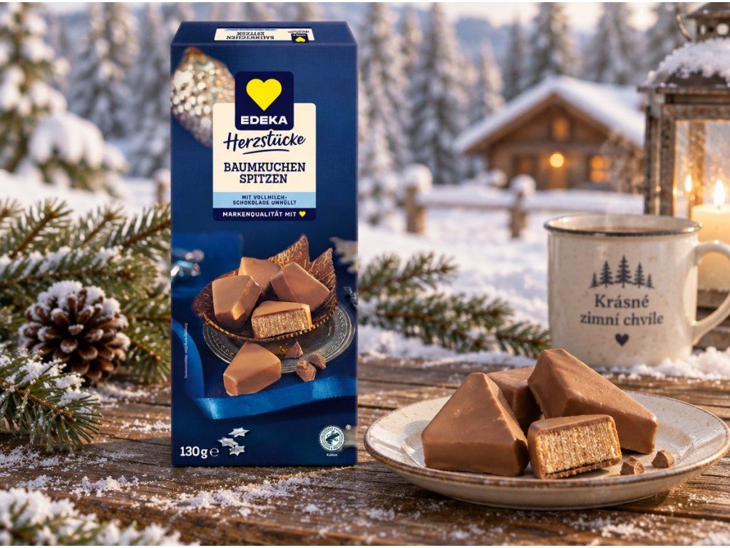 Edeka Herzstücke vrstvené dortové špičky v mléčné čokoládě s marcipánem 130 g – nature