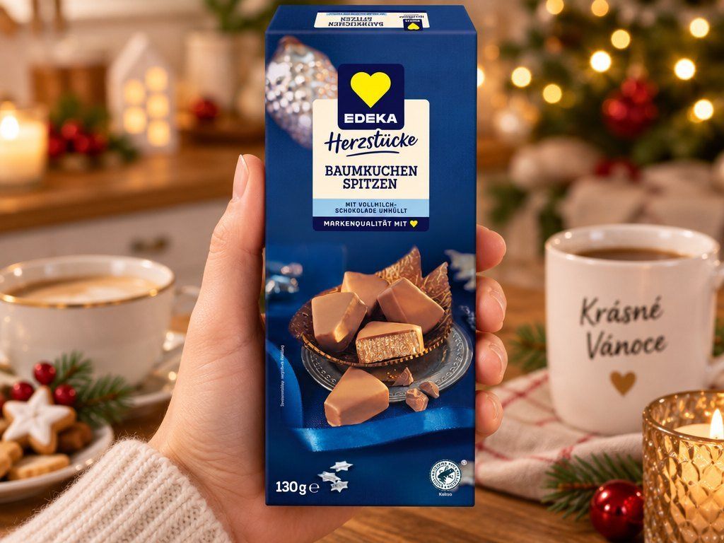 Edeka Herzstücke vrstvené dortové špičky v mléčné čokoládě s marcipánem 130 g – hand