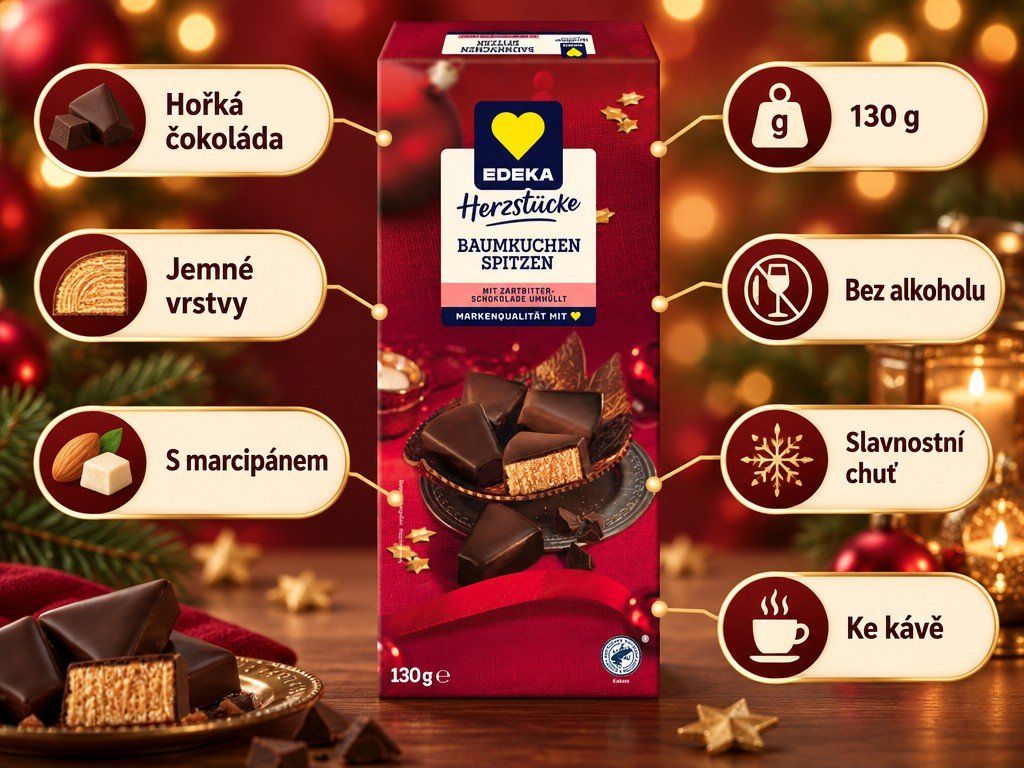 Vlastnosti vrstvených dortových špiček Edeka