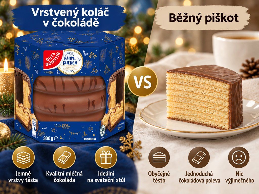 Srovnání vrstveného koláče s běžným piškotem