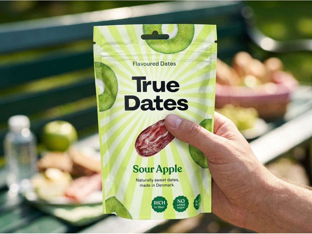 True Dates datle s příchutí kyselého jablka 100 g – praktické balení do ruky