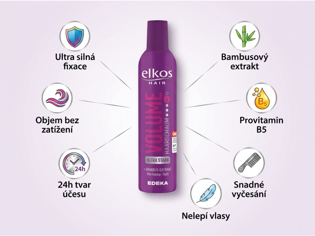 Elkos Volumen tužidlo na vlasy - hlavní benefity