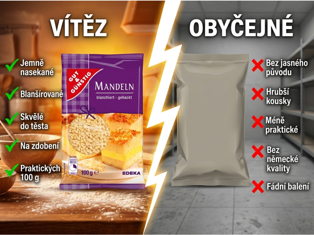 G&G nasekané blanšírované mandle - srovnání