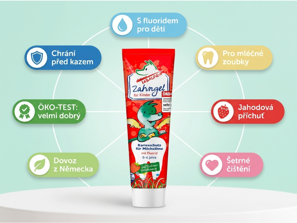 Tabaluga for Kids zubní pasta pro děti - přehled hlavních výhod