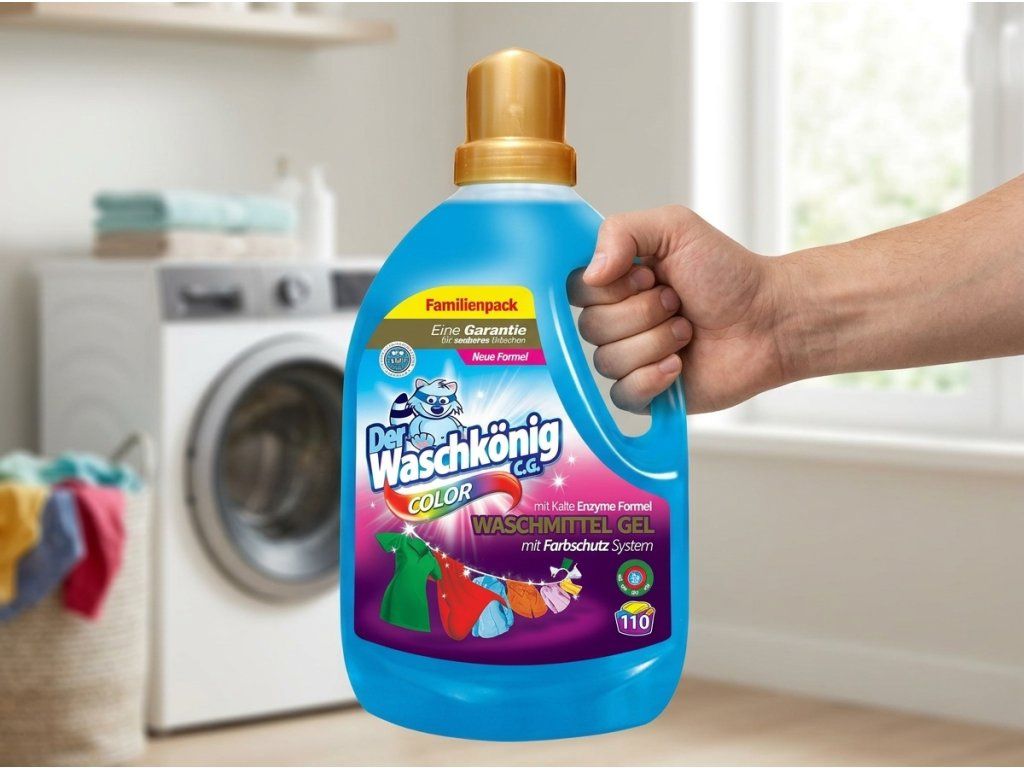 Waschkönig Color gel na praní barevného prádla 3,305 l (110 praní) - produkt v ruce