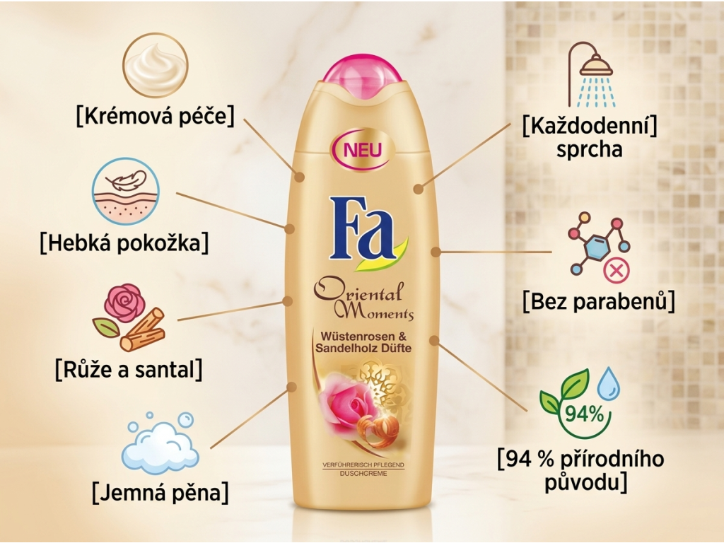 Fa Oriental Moments sprchový gel - infografika výhod