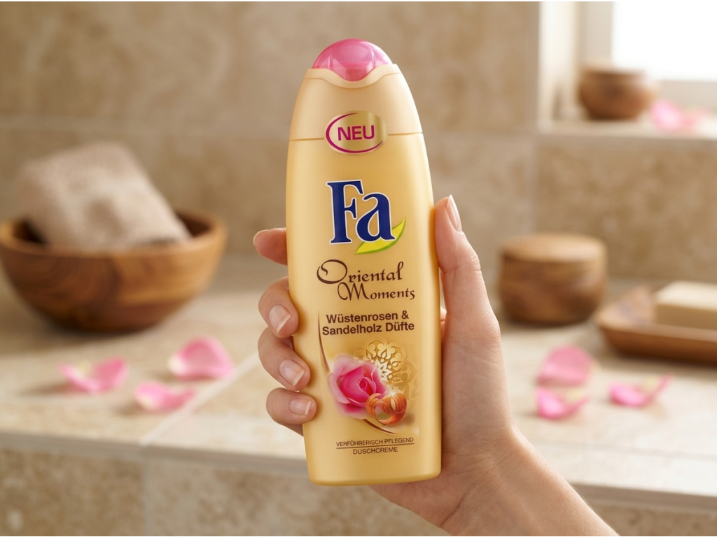 Fa Oriental Moments sprchový gel v ruce