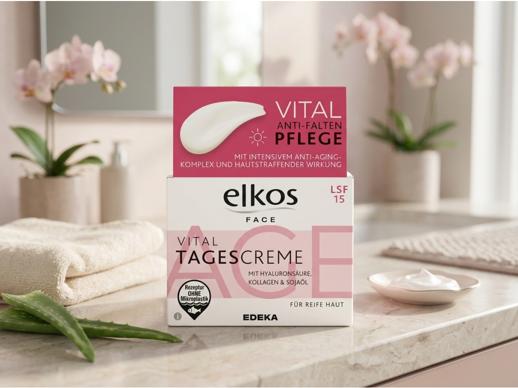 Elkos Vital Anti-Aging denní krém v jemném kosmetickém prostředí