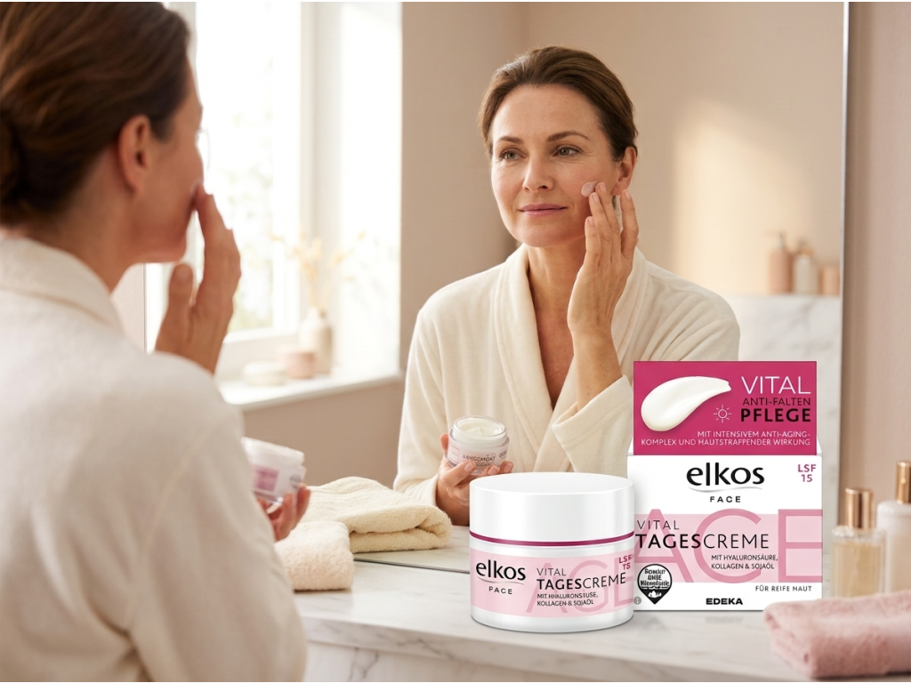 Elkos Vital Anti-Aging denní krém - ranní aplikace na pleť