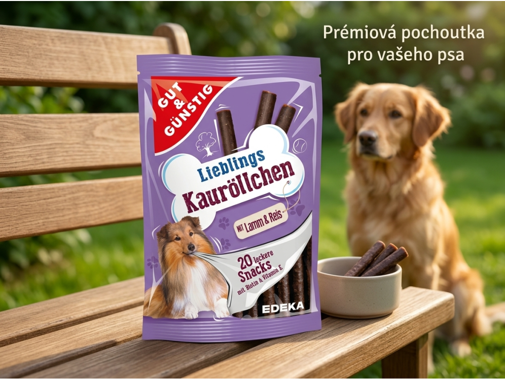 G&G Žvýkací trubičky s jehněčím a rýží v přírodním kontextu