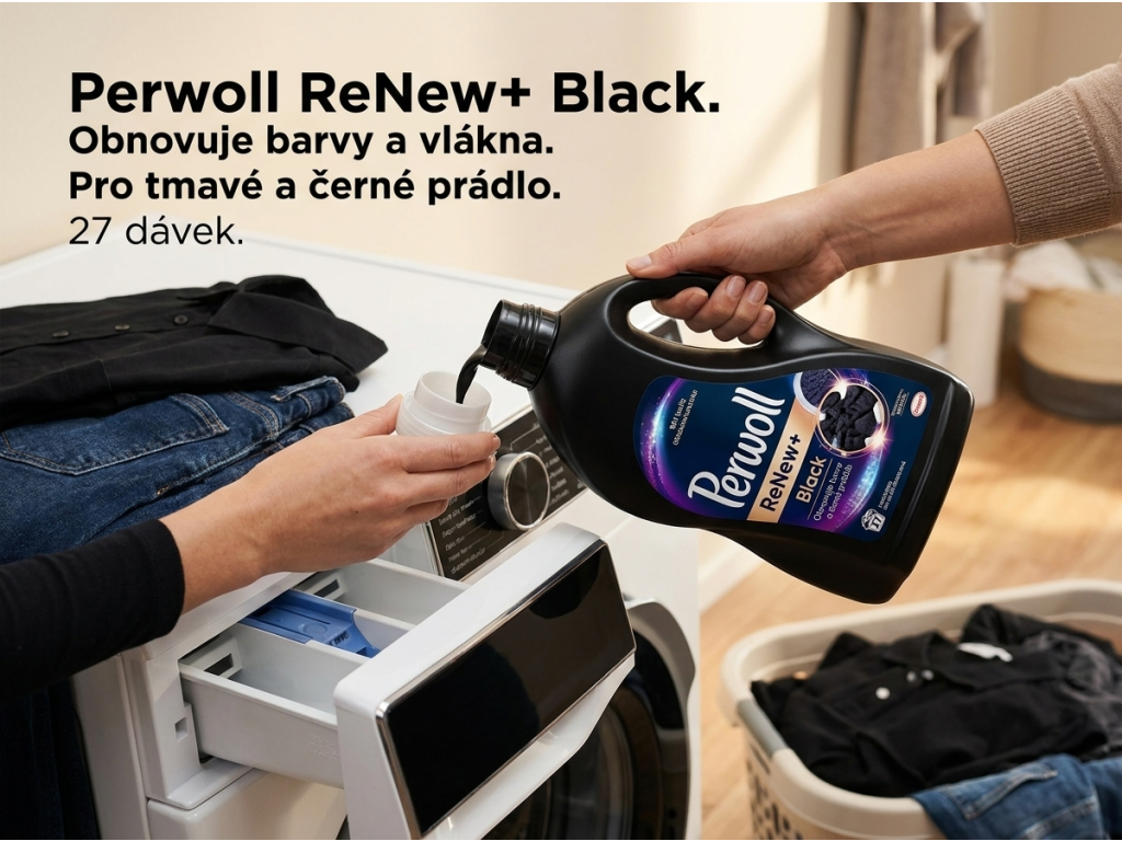 Perwoll ReNew+ Black při dávkování