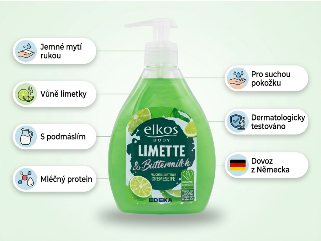 Elkos Limetka a podmáslí tekuté mýdlo 500 ml - přehled výhod