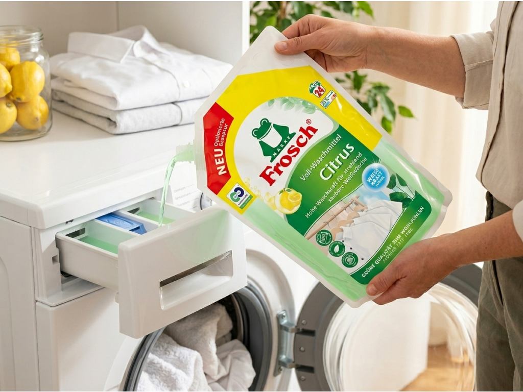 Frosch prací gel na bílé prádlo se silou citrusů 1,44 l, 24 dávek - použití při praní