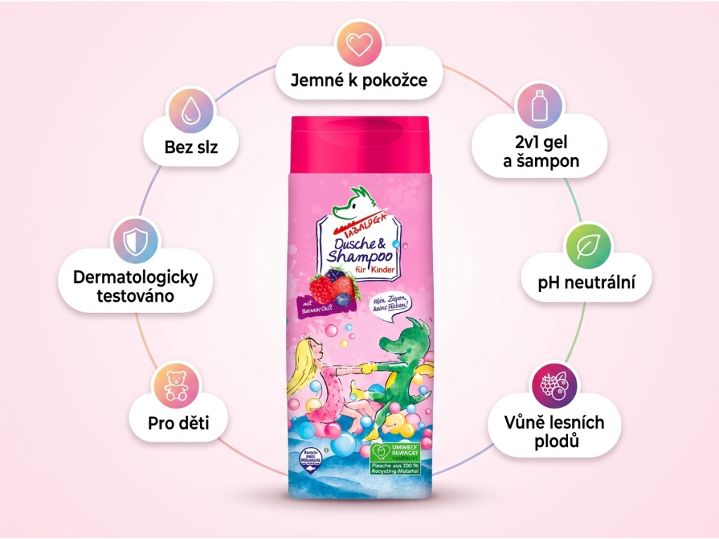 Tabaluga sprchový gel a šampon pro děti - přehled výhod