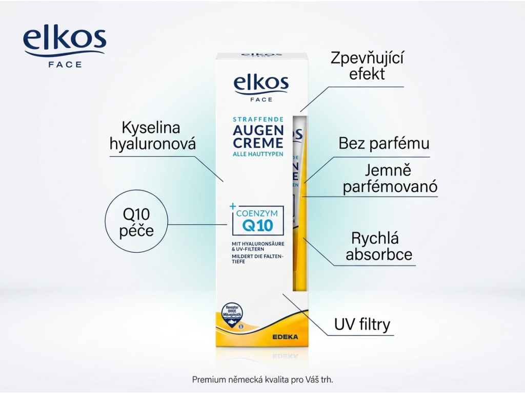 Elkos Q10 oční krém proti vráskám 15 ml - hlavní benefity