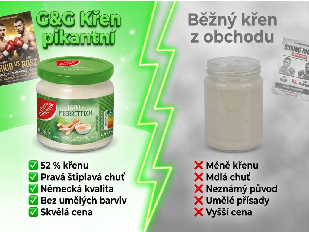 G&G Křen pikantní 190g - srovnání s běžným křenem