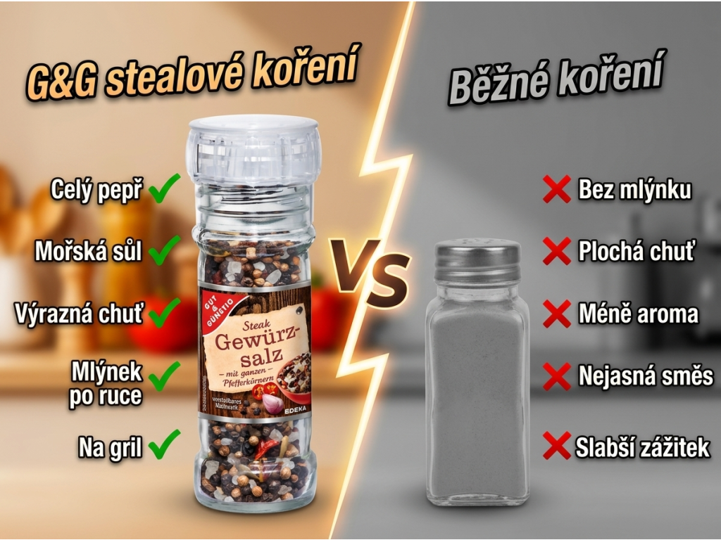 G&G steakové koření v mlýnku - srovnání