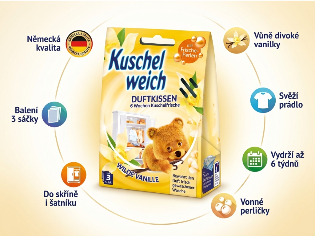Kuschelweich vonné sáčky divoká vanilka - infografika benefitů