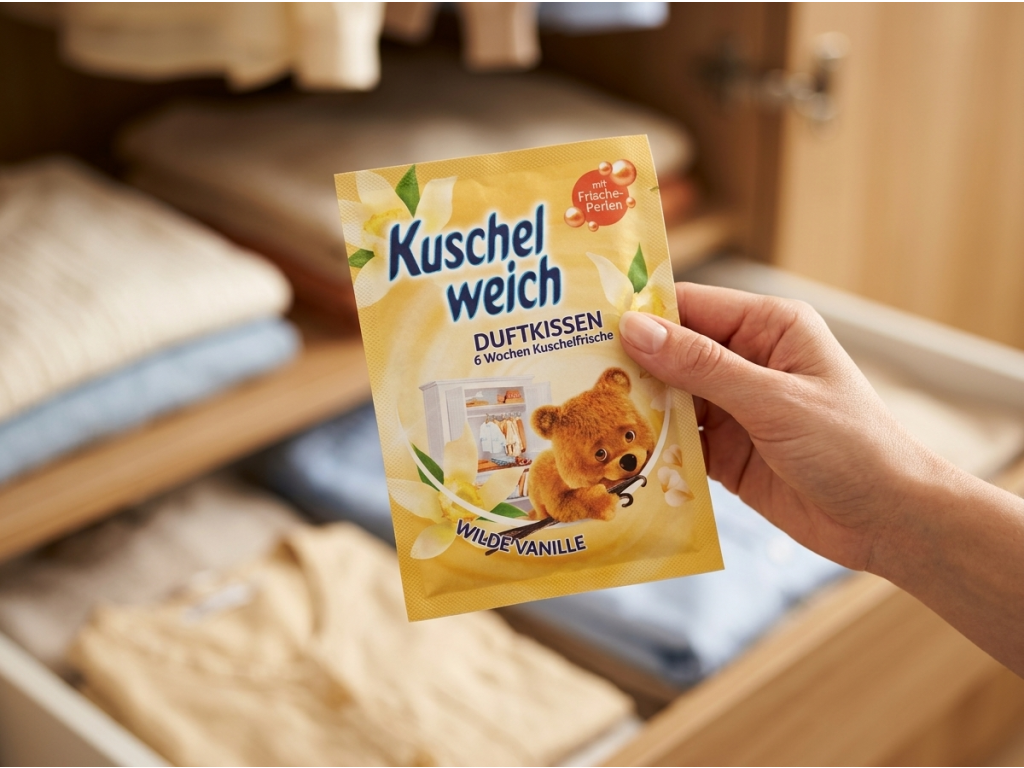 Kuschelweich vonné sáčky divoká vanilka držené v ruce